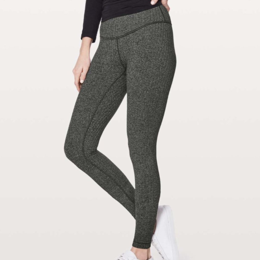 Lululemon Leggings Sz 4 Grey Black Herringbone